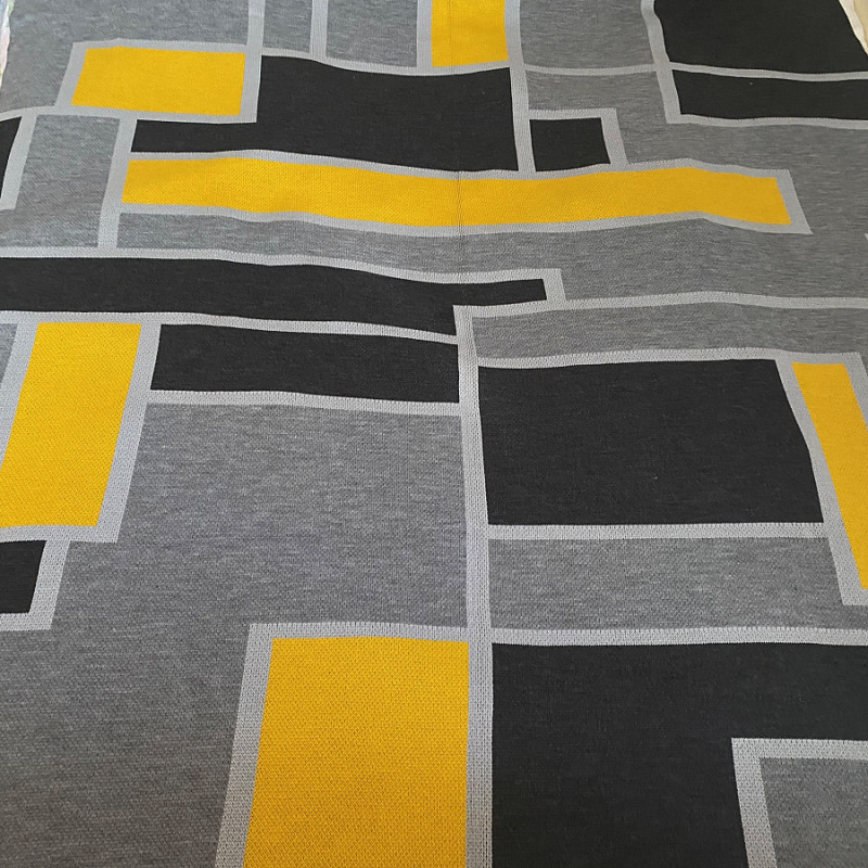 Плед вязаный геометрия серо-желтый 180-200 см