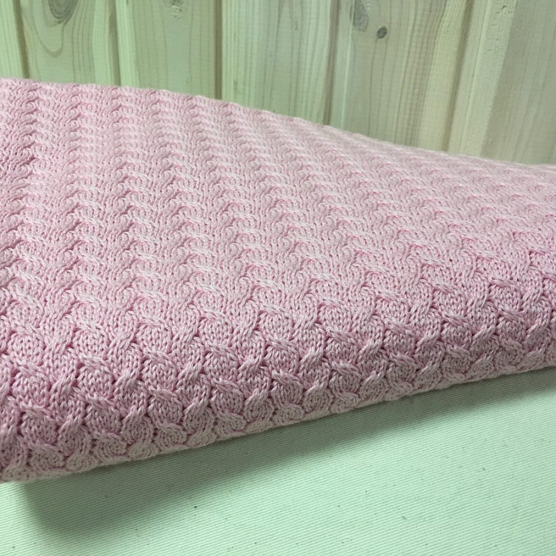 Вязаный детский плед розовый 100% хлопок