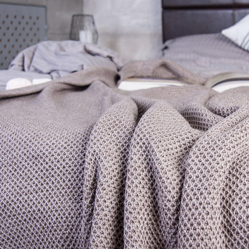 Вязаный плед "соты" капуччино