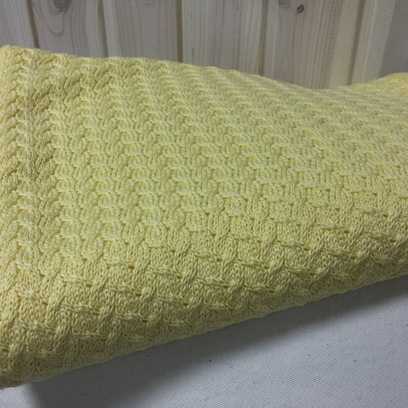 Вязаный детский плед желтый 100 % хлопок