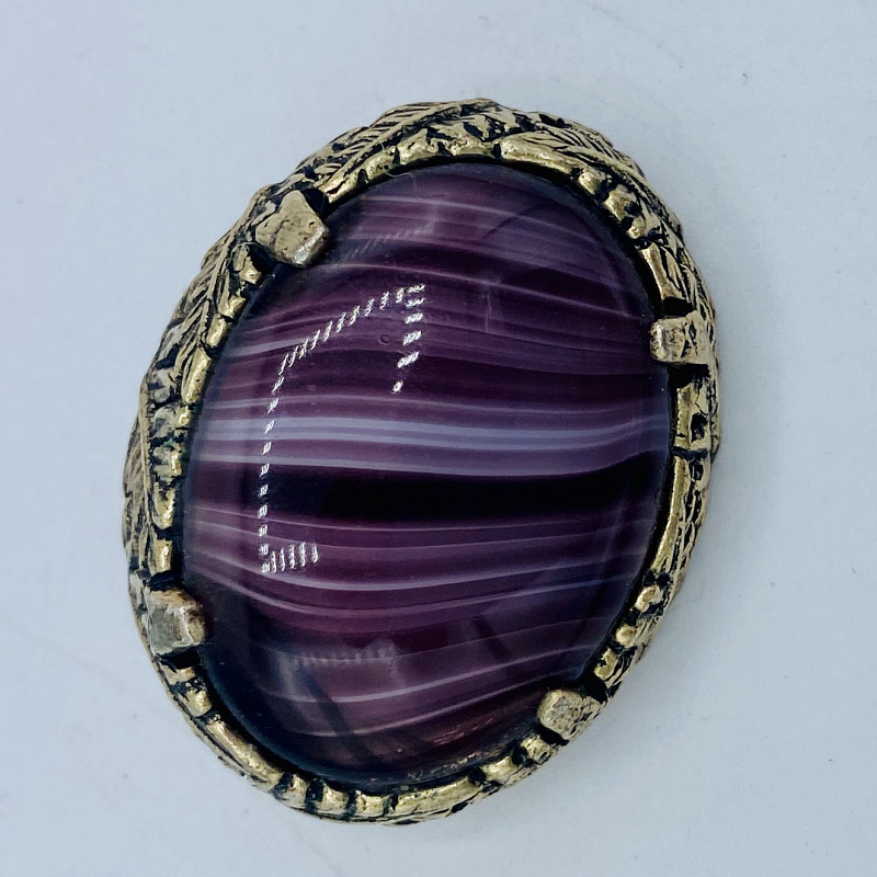 Винтажная брошь из Англии, маркирована Miracle, с фиолетовой смальтой