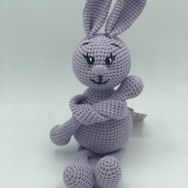 Зайка фиолетовый длинные ручки 35 см