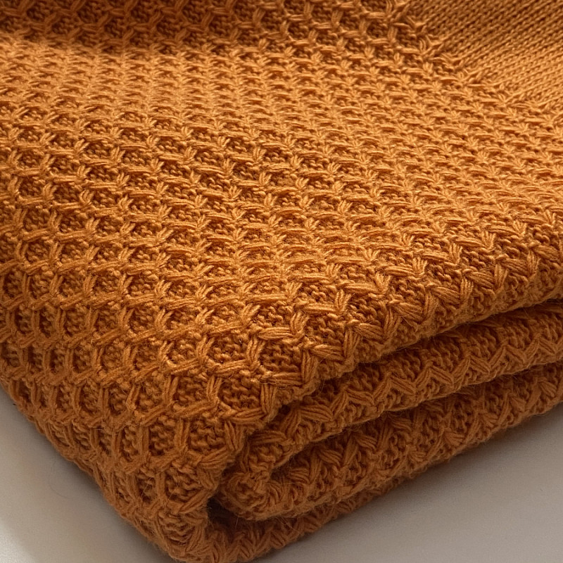 Плед вязаный апельсиновый 160х190 см