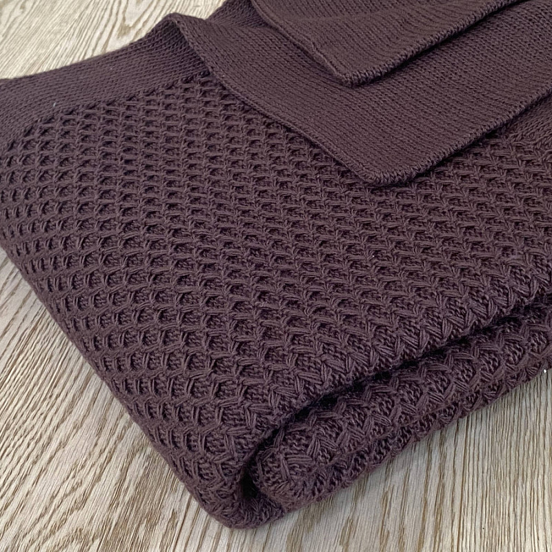 Вязаный мягкий плед шоколад 190х170 см