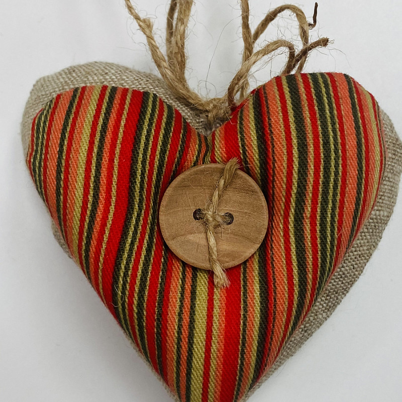 Двойное льняное сердечко 10 см